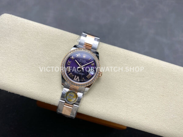 ARF Factory Counterweight Rolex Datejust 278381RBR-0019 31mm Rose Gold Diamond Bezel Roman VI Purple Dial