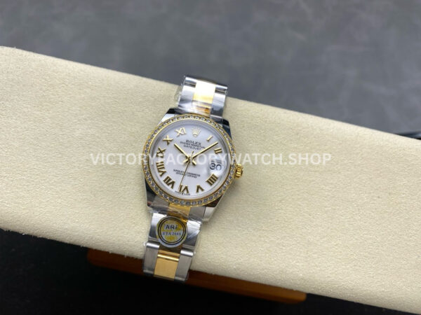 ARF Factory Counterweight Rolex Datejust 278383RBR-0001 31mm Yellow Gold Diamond Bezel Roman VI White Dial