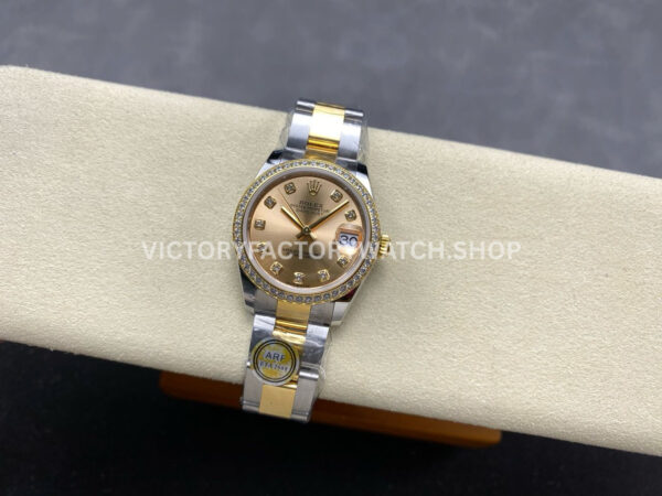 ARF Factory Counterweight Rolex Datejust 278383RBR-0025 31mm Yellow Gold Diamond Bezel Champagne Dial