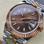 ARF Factory Counterweight Rolex Datejust  126331-0002 41mm Half Rose Gold Brown Dial Jubilee