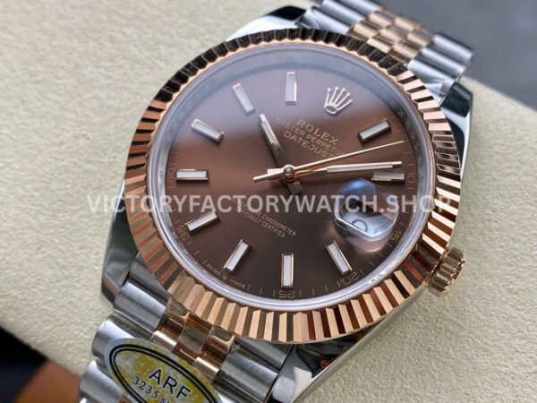 ARF Factory Counterweight Rolex Datejust  126331-0002 41mm Half Rose Gold Brown Dial Jubilee