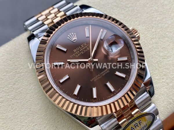 ARF Factory Counterweight Rolex Datejust  126331-0002 41mm Half Rose Gold Brown Dial Jubilee