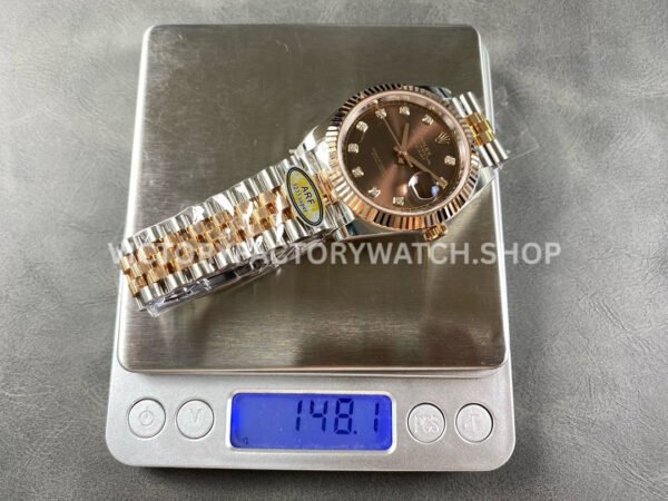 ARF Factory Counterweight Rolex Datejust 126331-0004 41mm Half Rose Gold Diamond Brown Dial Jubilee