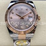 ARF Factory Counterweight Rolex Datejust 126331-0007 41mm Half Rose Gold Diamond Pink Dial (2) Rolex Datejust 126331 super clone watch