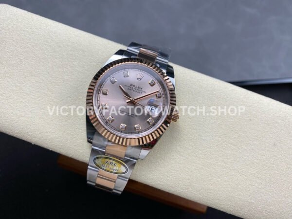 ARF Factory Counterweight Rolex Datejust 126331-0007 41mm Half Rose Gold Diamond Pink Dial (5) ARF Factory Counterweight Rolex Datejust 126331-0007 41mm Half Rose Gold Diamond Pink Dial