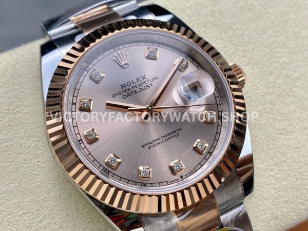ARF Factory Counterweight Rolex Datejust 126331-0007 41mm Half Rose Gold Diamond Pink Dial (7) ARF Factory Counterweight Rolex Datejust 126331-0007 41mm Half Rose Gold Diamond Pink Dial
