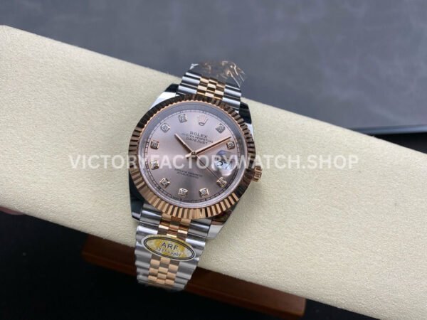 ARF Factory Counterweight Rolex Datejust 126331-0008 41mm Half Rose Gold Diamond Pink Dial Jubil (10) ARF Factory Counterweight Rolex Datejust 126331-0008 41mm Half Rose Gold Diamond Pink Dial Jubilee