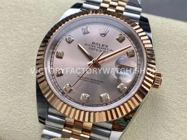 ARF Factory Counterweight Rolex Datejust 126331-0008 41mm Half Rose Gold Diamond Pink Dial Jubil (4) ARF Factory Counterweight Rolex Datejust 126331-0008 41mm Half Rose Gold Diamond Pink Dial Jubilee