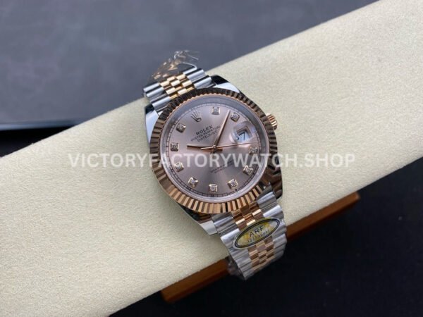 ARF Factory Counterweight Rolex Datejust 126331-0008 41mm Half Rose Gold Diamond Pink Dial Jubilee (1) ARF Factory Counterweight Rolex Datejust 126331-0008 41mm Half Rose Gold Diamond Pink Dial Jubilee