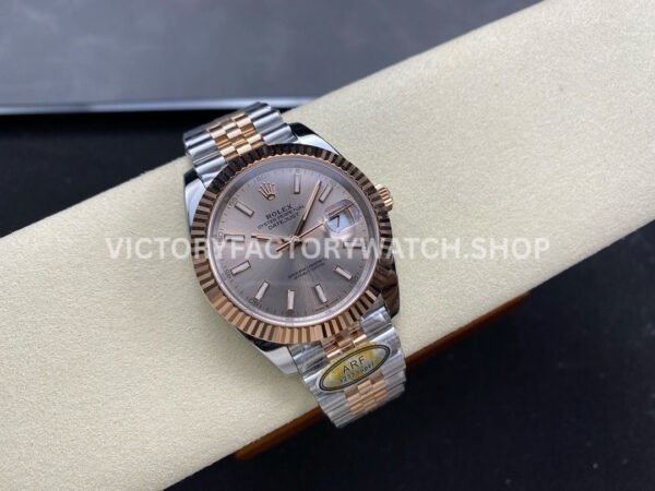 ARF Factory Counterweight Rolex Datejust 126331-0010 41mm Half Rose Gold Pink Dial Jubilee