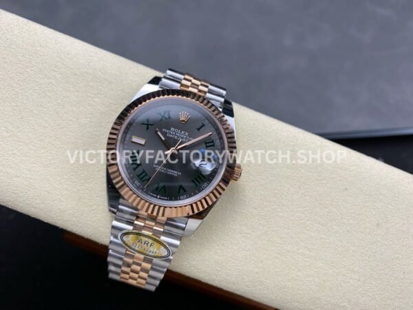 ARF Factory Counterweight Rolex Datejust 126331-0016 41mm Half Rose Gold Roman Numerals Grey Dial Jubilee