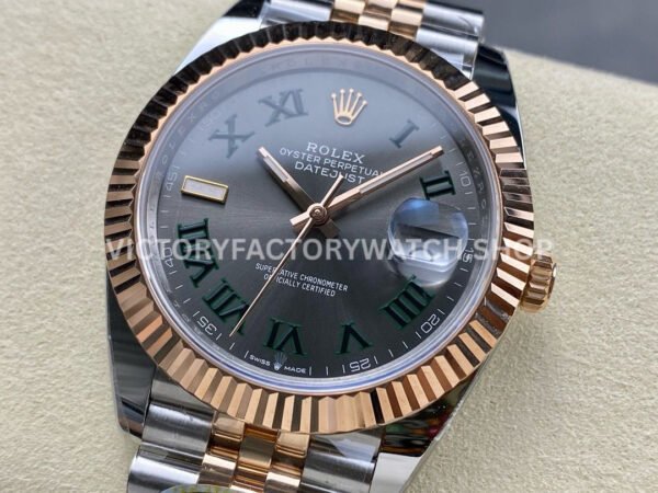 ARF Factory Counterweight Rolex Datejust 126331-0016 41mm Half Rose Gold Roman Numerals Grey Dial Jubilee