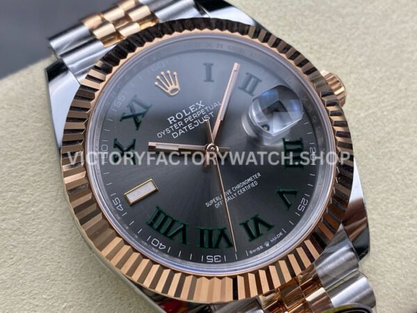 ARF Factory Counterweight Rolex Datejust 126331-0016 41mm Half Rose Gold Roman Numerals Grey Dial Jubilee