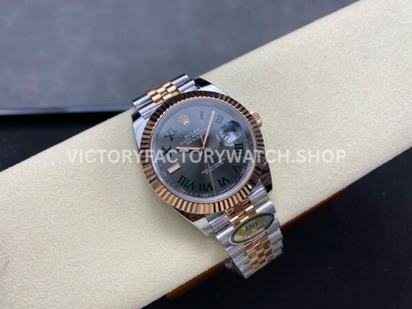ARF Factory Counterweight Rolex Datejust 126331-0016 41mm Half Rose Gold Roman Numerals Grey Dial Jubilee