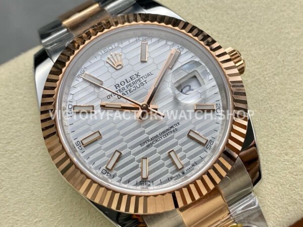 ARF Factory Counterweight Rolex Datejust 126331-0017 41mm Half Rose Gold Fluted Silver Dial