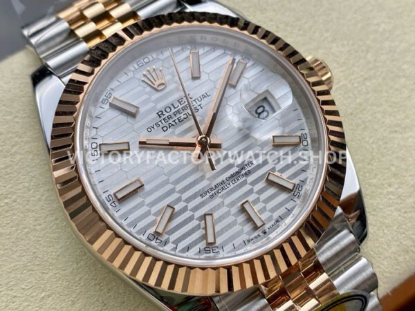ARF Factory Counterweight Rolex Datejust 126331-0018 41mm Half Rose Gold Fluted Silver Dial Jubilee