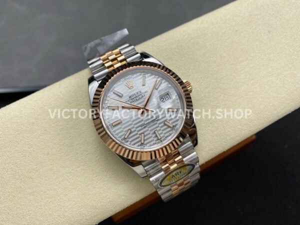 ARF Factory Counterweight Rolex Datejust 126331-0018 41mm Half Rose Gold Fluted Silver Dial Jubilee