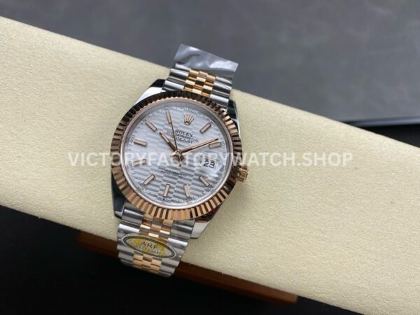 ARF Factory Counterweight Rolex Datejust 126331-0018 41mm Half Rose Gold Fluted Silver Dial Jubilee