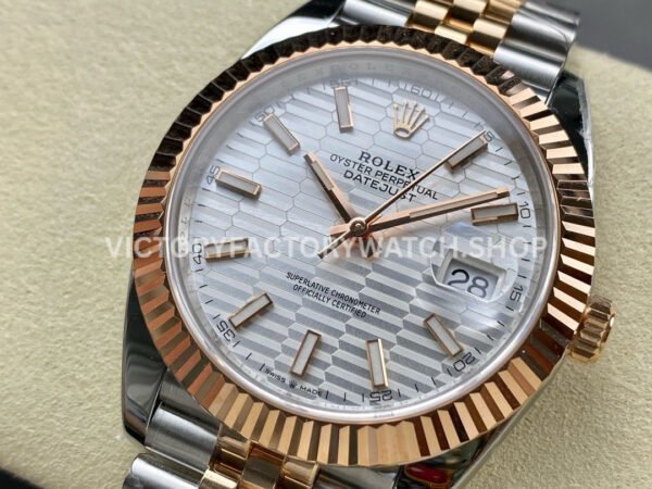 ARF Factory Counterweight Rolex Datejust 126331-0018 41mm Half Rose Gold Fluted Silver Dial Jubilee
