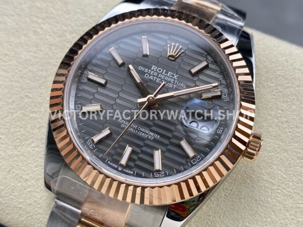 ARF Factory Counterweight Rolex Datejust 126331-0019 41mm Half Rose Gold Fluted Grey Dial