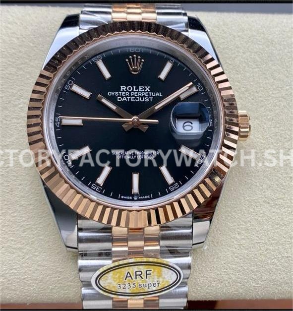 ARF Factory Counterweight Rolex Datejust 126331 41mm Half Rose Gold Black Dial Jubilee (8) ARF Factory Rolex Datejust 126331 41mm replica