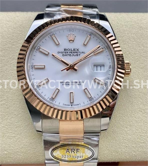 ARF Factory Counterweight Rolex Datejust 126331 41mm Half Rose Gold White Dial (6) Rolex Datejust 126331 luxury replica watch