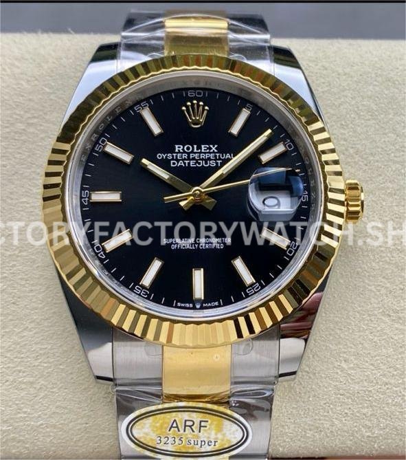 ARF Factory Counterweight Rolex Datejust 126333-0013 41mm Half Yellow Gold Black Dial (8) datejust 126333 black dial two tone arf