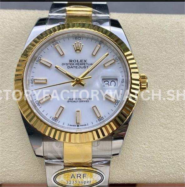 ARF Factory Counterweight Rolex Datejust 126333-0015 41mm Half Yellow Gold White Dial (4) datejust 41 white smooth arf