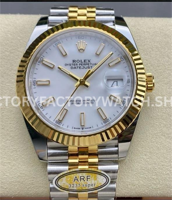 ARF Factory Counterweight Rolex Datejust 126333-0016 41mm Half Yellow Gold White Dial Jubilee (4) datejust 41 white dial two tone arf