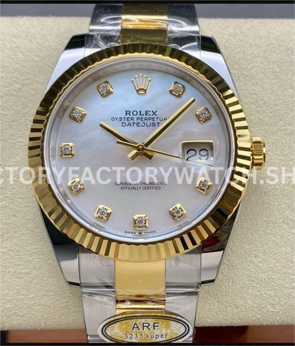 ARF Factory Counterweight Rolex Datejust 126333-0017 41mm Half Yellow Gold Mother Of Pearl (10) datejust 41 mop oyster arf