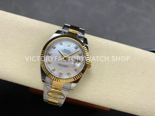 ARF Factory Counterweight Rolex Datejust 126333-0017 41mm Half Yellow Gold Mother Of Pearl (11) ARF Factory Counterweight Rolex Datejust 126333-0017 41mm Half Yellow Gold Mother Of Pearl Diamond Dial