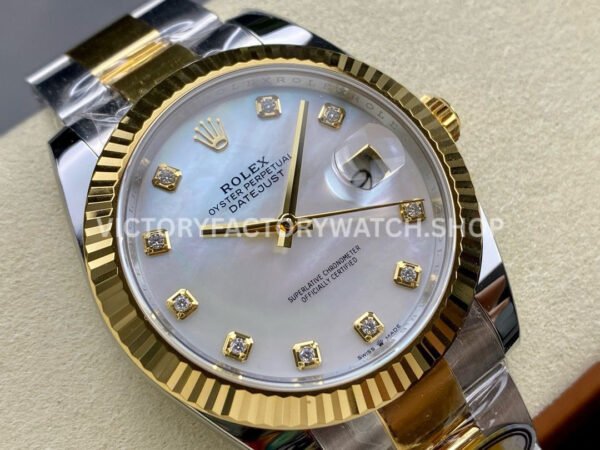 ARF Factory Counterweight Rolex Datejust 126333-0017 41mm Half Yellow Gold Mother Of Pearl (3) ARF Factory Counterweight Rolex Datejust 126333-0017 41mm Half Yellow Gold Mother Of Pearl Diamond Dial