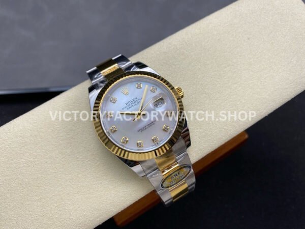 ARF Factory Counterweight Rolex Datejust 126333-0017 41mm Half Yellow Gold Mother Of Pearl (6) ARF Factory Counterweight Rolex Datejust 126333-0017 41mm Half Yellow Gold Mother Of Pearl Diamond Dial
