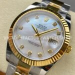 ARF Factory Counterweight Rolex Datejust 126333-0017 41mm Half Yellow Gold Mother Of Pearl (9) ARF Factory Counterweight Rolex Datejust 126333-0017 41mm Half Yellow Gold Mother Of Pearl Diamond Dial