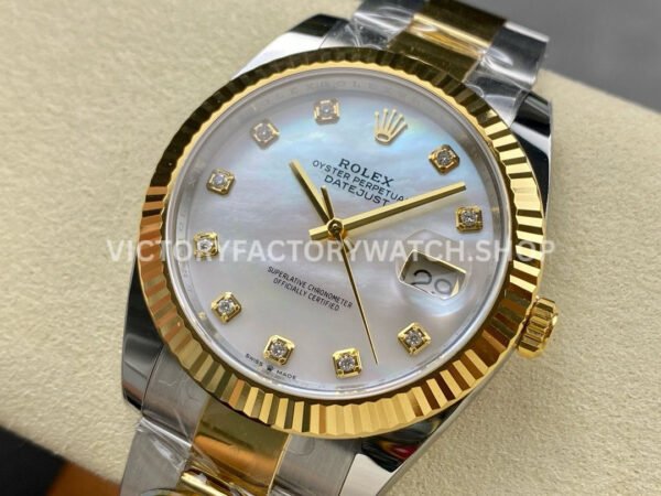 ARF Factory Counterweight Rolex Datejust 126333-0017 41mm Half Yellow Gold Mother Of Pearl (9) ARF Factory Counterweight Rolex Datejust 126333-0017 41mm Half Yellow Gold Mother Of Pearl Diamond Dial