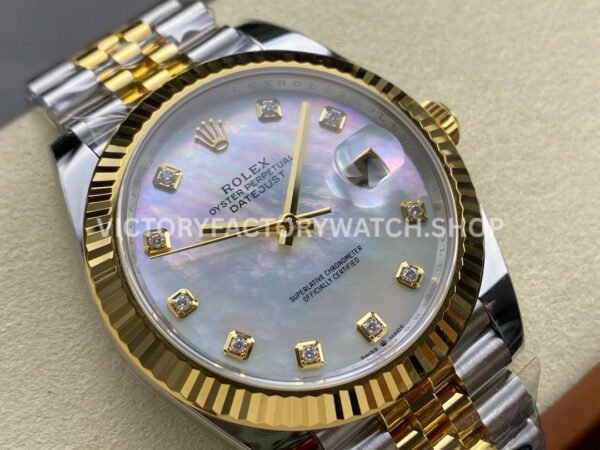 ARF Factory Counterweight Rolex Datejust 126333-0018 41mm Half Yellow Gold Mother Of Pearl Diamond Dial Jubilee