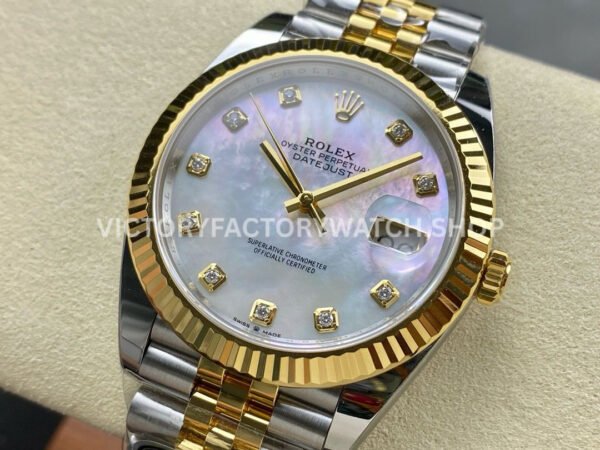 ARF Factory Counterweight Rolex Datejust 126333-0018 41mm Half Yellow Gold Mother Of Pearl Diamond Dial Jubilee