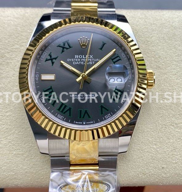 ARF Factory Counterweight Rolex Datejust 126333-0019 41mm Half Yellow Gold Roman Numerals Grey (5) datejust 41 roman jubilee arf