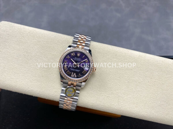 ARF Factory Counterweight Rolex Datejust 278381RBR-0020 31mm Rose Gold Diamond Bezel Roman VI Purple Dial (10) ARF Factory Counterweight Rolex Datejust 278381RBR-0020 31mm Rose Gold Diamond Bezel Roman VI Purple Dial