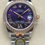ARF Factory Counterweight Rolex Datejust 278381RBR-0020 31mm Rose Gold Diamond Bezel Roman VI Purple Dial (3) datejust 31 purple roman vi arf