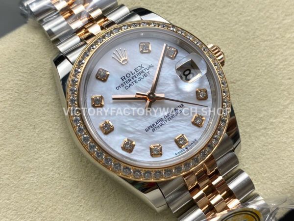 ARF Factory Counterweight Rolex Datejust 278381RBR-0026 31mm Rose Gold Diamond Bezel Mother of Pearl Dial