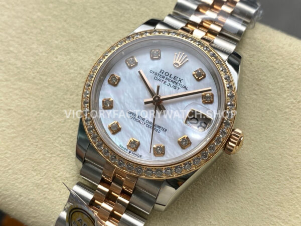 ARF Factory Counterweight Rolex Datejust 278381RBR-0026 31mm Rose Gold Diamond Bezel Mother of Pearl Dial