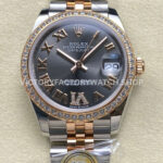 ARF Factory Counterweight Rolex Datejust 278381RBR-0030 31mm Rose Gold Diamond Bezel Roman VI Grey Dial (1) datejust 31 grey roman vi arf