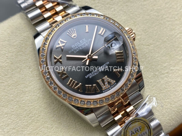 ARF Factory Counterweight Rolex Datejust 278381RBR-0030 31mm Rose Gold Diamond Bezel Roman VI Grey Dial (3) ARF Factory Counterweight Rolex Datejust 278381RBR-0030 31mm Rose Gold Diamond Bezel Roman VI Grey Dial