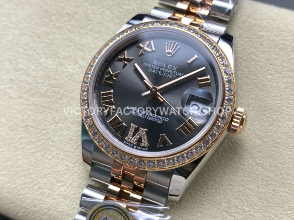 ARF Factory Counterweight Rolex Datejust 278381RBR-0030 31mm Rose Gold Diamond Bezel Roman VI Grey Dial (7) ARF Factory Counterweight Rolex Datejust 278381RBR-0030 31mm Rose Gold Diamond Bezel Roman VI Grey Dial