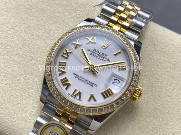 ARF Factory Counterweight Rolex Datejust 278383RBR-0002 31mm Yellow Gold Diamond Roman Numerals White Dial (1) ARF Factory Counterweight Rolex Datejust 278383RBR-0002 31mm Yellow Gold Diamond Roman Numerals White Dial