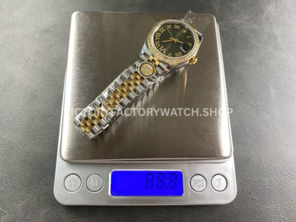 ARF Factory Counterweight Rolex Datejust 278383RBR-0016 31mm Yellow Gold Diamond Roman VI Green Dial (10) ARF Factory Counterweight Rolex Datejust 278383RBR-0016 31mm Yellow Gold Diamond Roman VI Green Dial