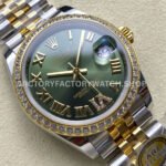 ARF Factory Counterweight Rolex Datejust 278383RBR-0016 31mm Yellow Gold Diamond Roman VI Green Dial (3) ARF Factory Counterweight Rolex Datejust 278383RBR-0016 31mm Yellow Gold Diamond Roman VI Green Dial