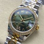 ARF Factory Counterweight Rolex Datejust 278383RBR-0016 31mm Yellow Gold Diamond Roman VI Green Dial (5) ARF Factory Counterweight Rolex Datejust 278383RBR-0016 31mm Yellow Gold Diamond Roman VI Green Dial