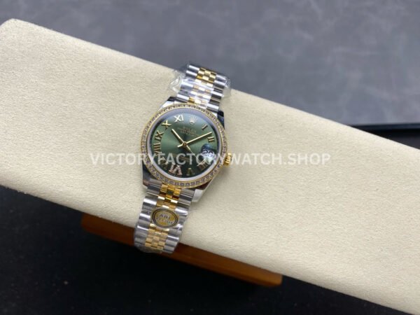 ARF Factory Counterweight Rolex Datejust 278383RBR-0016 31mm Yellow Gold Diamond Roman VI Green Dial (8) ARF Factory Counterweight Rolex Datejust 278383RBR-0016 31mm Yellow Gold Diamond Roman VI Green Dial